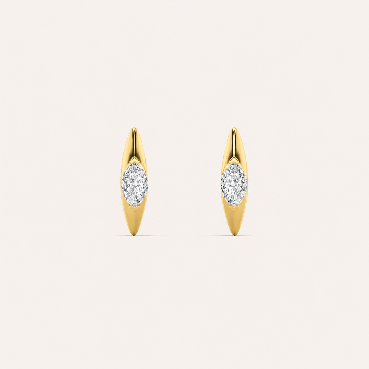 1CT Marquise Cut Lab Grown Diamond Solitaire Huggie Earrings