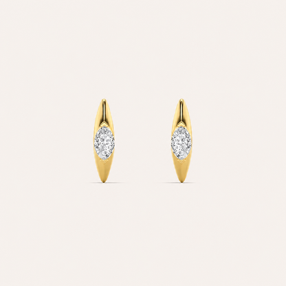 1CT Marquise Cut Lab Grown Diamond Solitaire Huggie Earrings