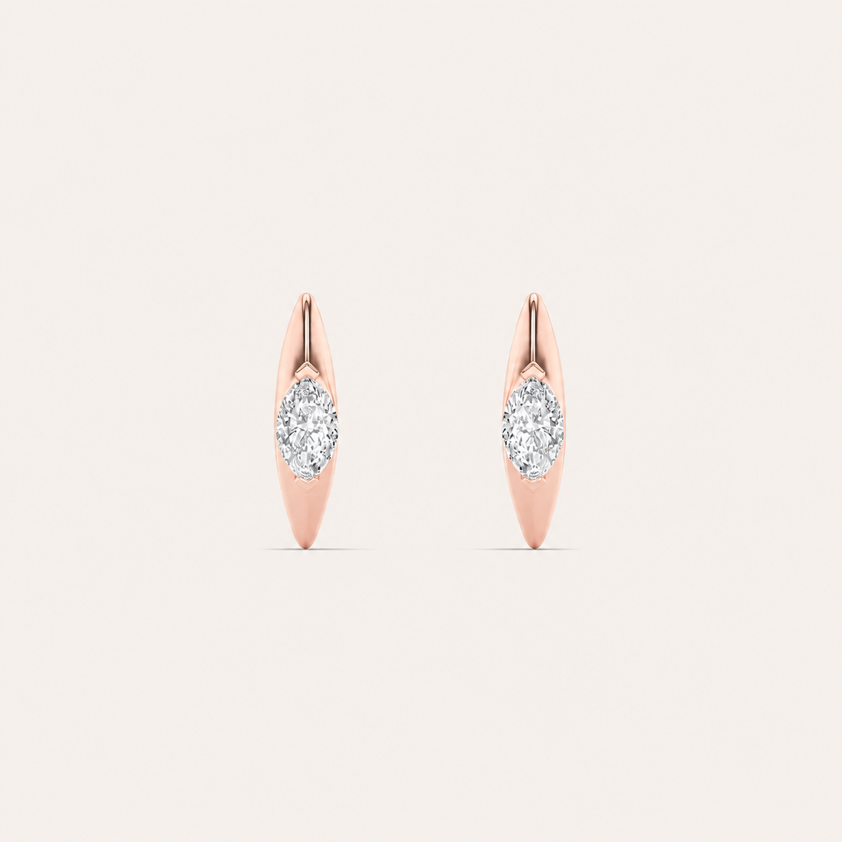 1CT Marquise Cut Lab Grown Diamond Solitaire Huggie Earrings