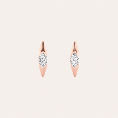 1CT Marquise Cut Lab Grown Diamond Solitaire Huggie Earrings