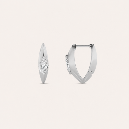 1CT Marquise Cut Lab Grown Diamond Solitaire Huggie Earrings