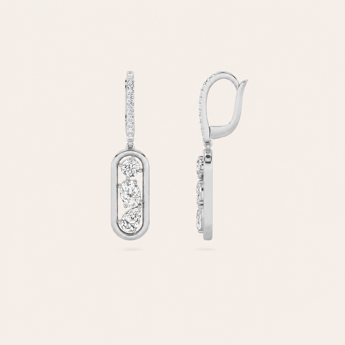 1.5CT Mixed Cut Lab Grown Diamond Paperclip Dangle Earrings