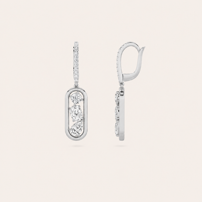 1.75CT Mixed Cut Lab Grown Diamond Paperclip Dangle Earrings