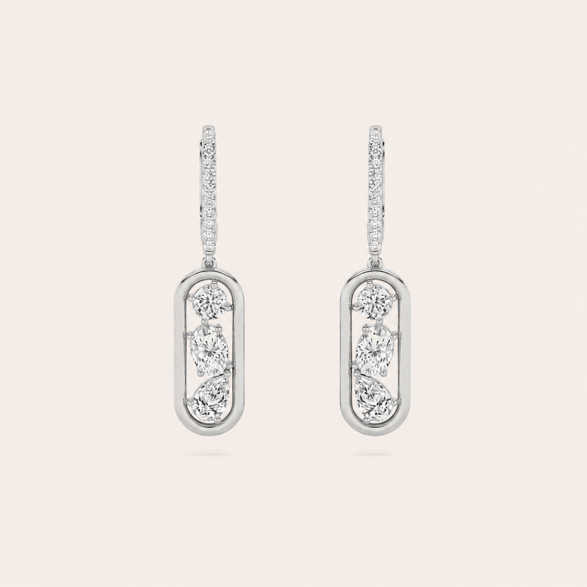 1.5CT Mixed Cut Lab Grown Diamond Paperclip Dangle Earrings
