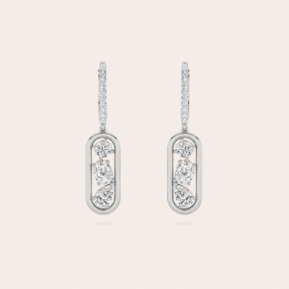 1.75CT Mixed Cut Lab Grown Diamond Paperclip Dangle Earrings
