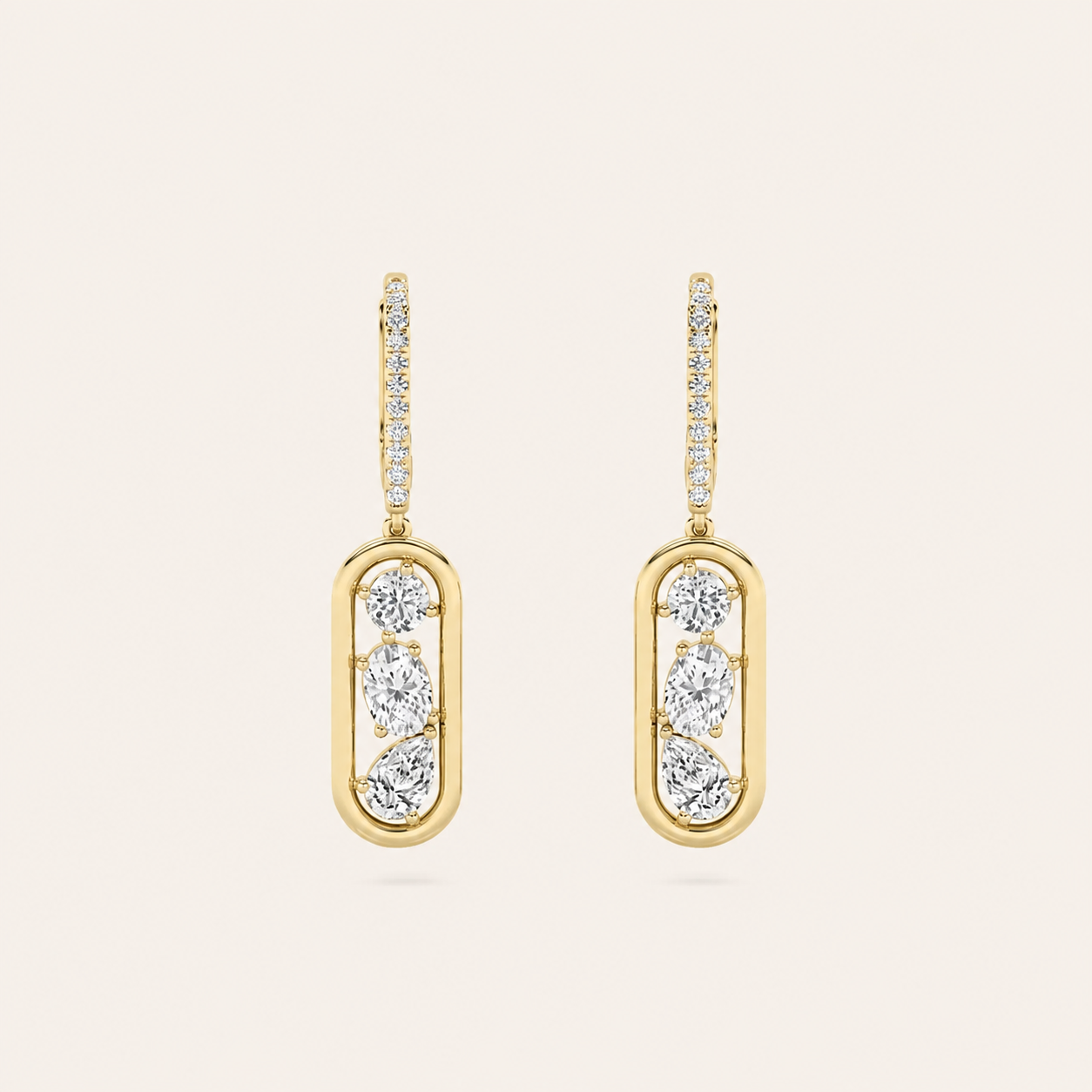 1.5CT Mixed Cut Lab Grown Diamond Paperclip Dangle Earrings