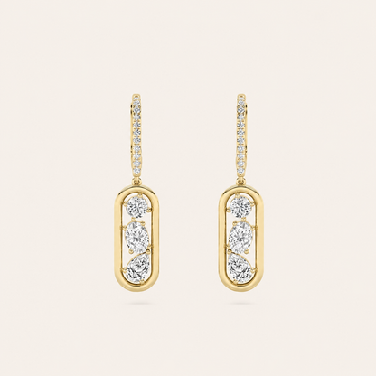 1.5CT Mixed Cut Lab Grown Diamond Paperclip Dangle Earrings