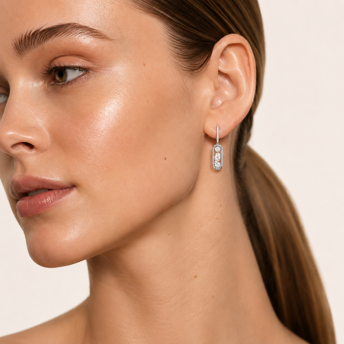 1.5CT Mixed Cut Lab Grown Diamond Paperclip Dangle Earrings