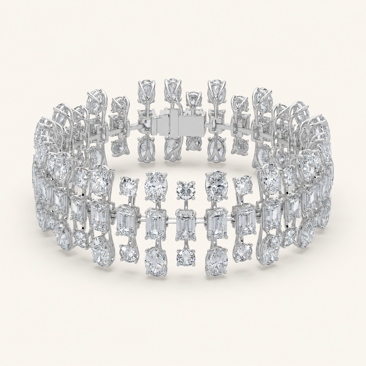 34.5CT Mixed Cut Lab Grown Diamond Statement Bracelet