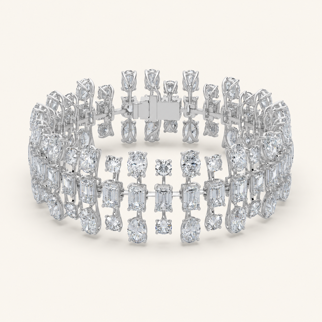 34.5CT Mixed Cut Lab Grown Diamond Statement Bracelet