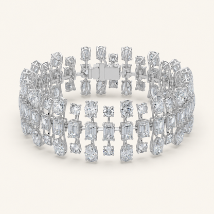 34.5CT Mixed Cut Lab Grown Diamond Statement Bracelet