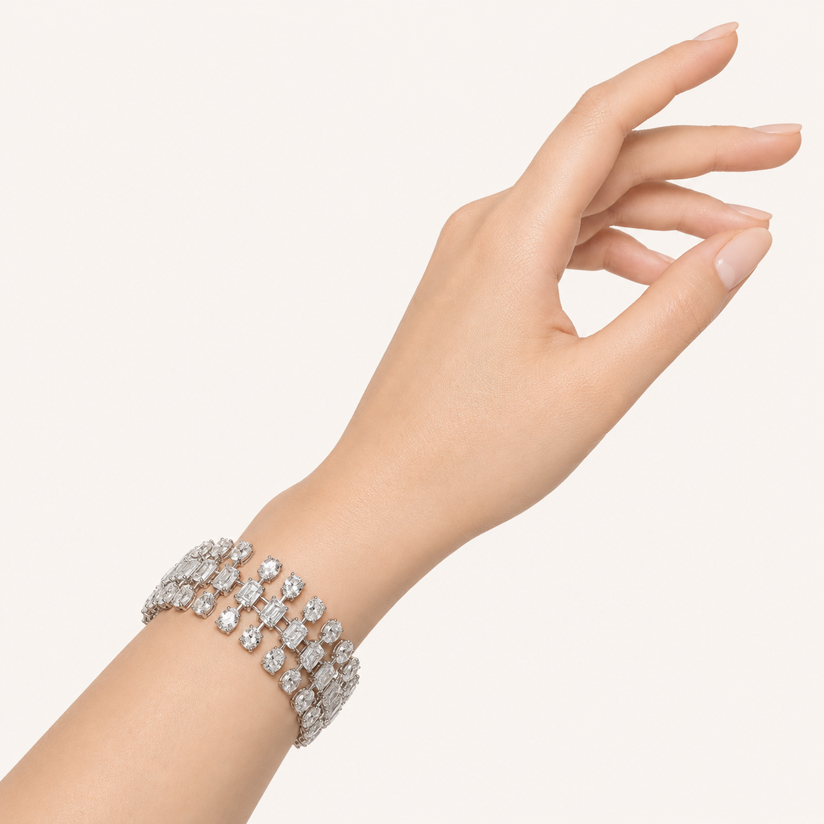 34.5CT Mixed Cut Lab Grown Diamond Statement Bracelet