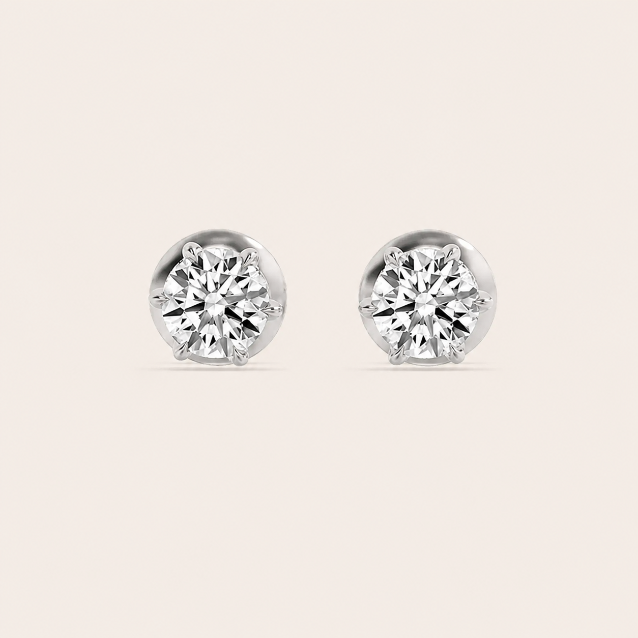 3CT Round Cut Lab Grown Diamond Hidden Halo Stud Earrings