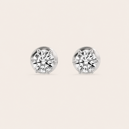 3CT Round Cut Lab Grown Diamond Hidden Halo Stud Earrings