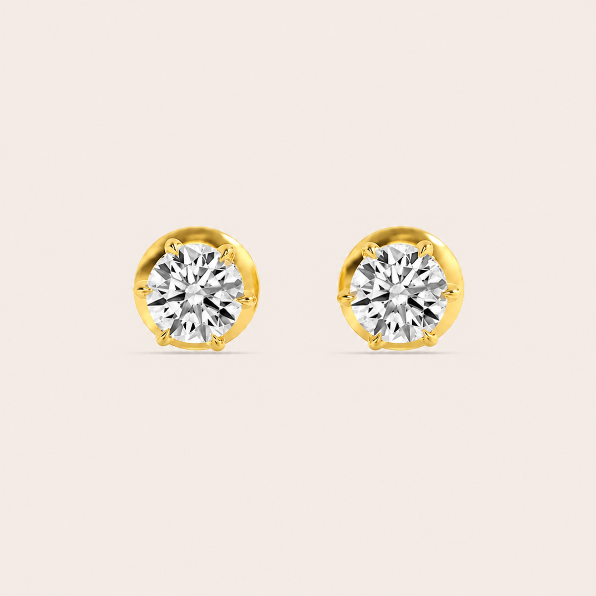 3CT Round Cut Lab Grown Diamond Hidden Halo Stud Earrings
