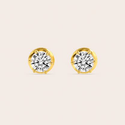 3CT Round Cut Lab Grown Diamond Hidden Halo Stud Earrings