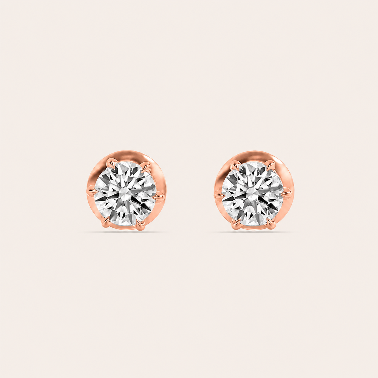 3CT Round Cut Lab Grown Diamond Hidden Halo Stud Earrings