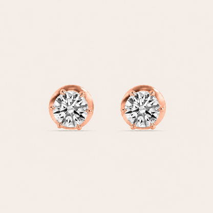 3CT Round Cut Lab Grown Diamond Hidden Halo Stud Earrings