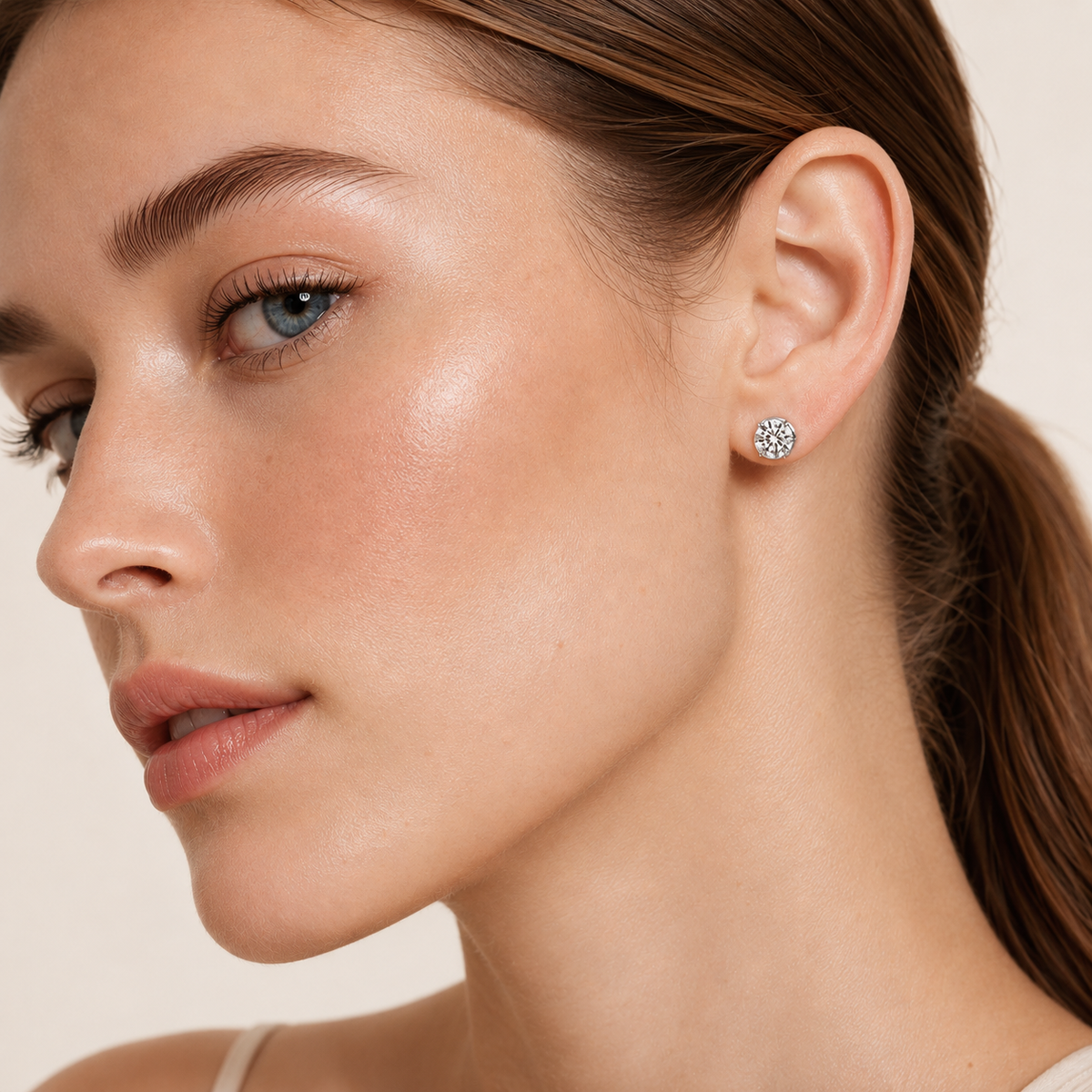 3CT Round Cut Lab Grown Diamond Hidden Halo Stud Earrings