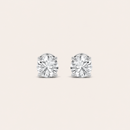 1CT Round Cut Lab Grown Diamond Hidden Halo Stud Earrings