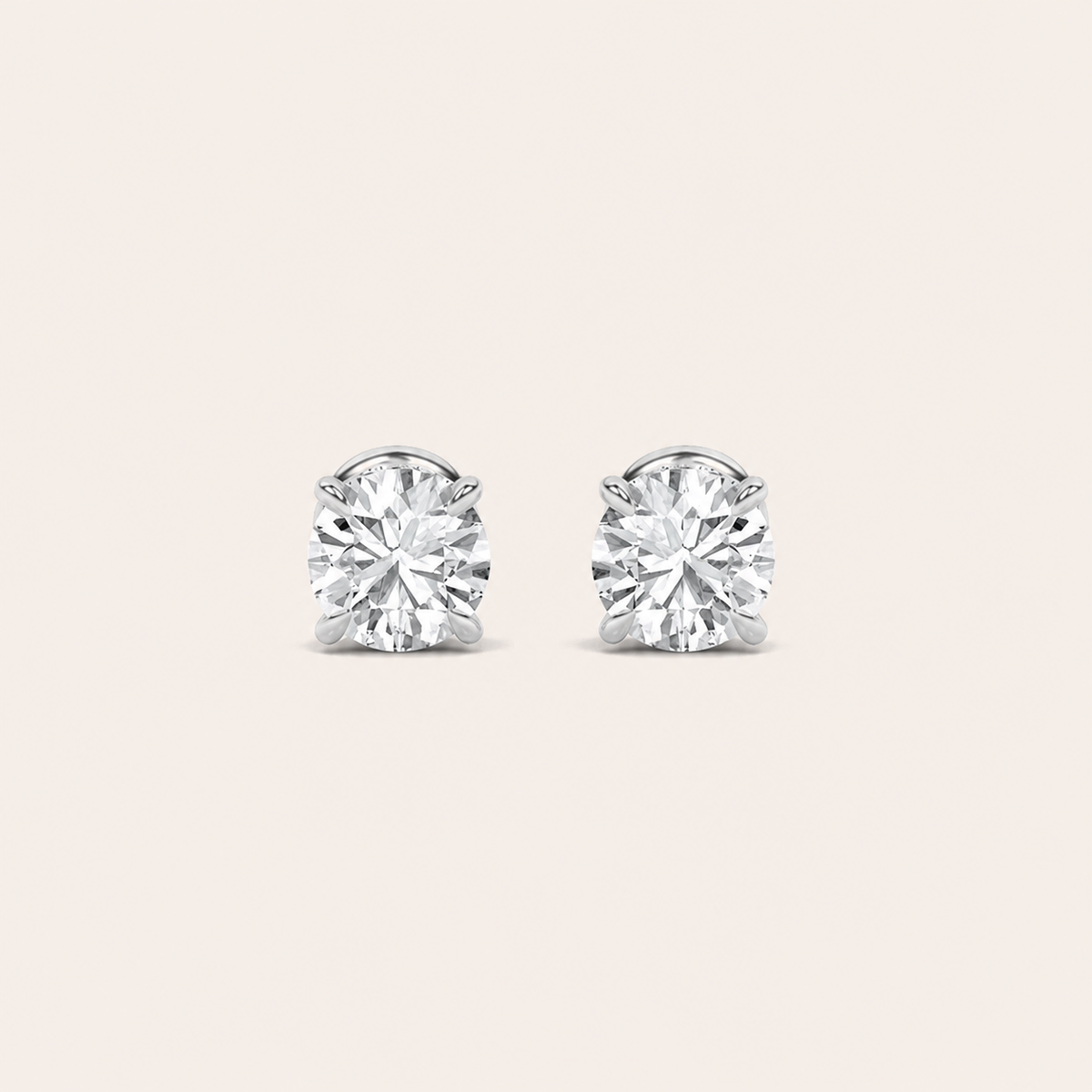 2CT Round Cut Lab Grown Diamond Hidden Halo Stud Earrings