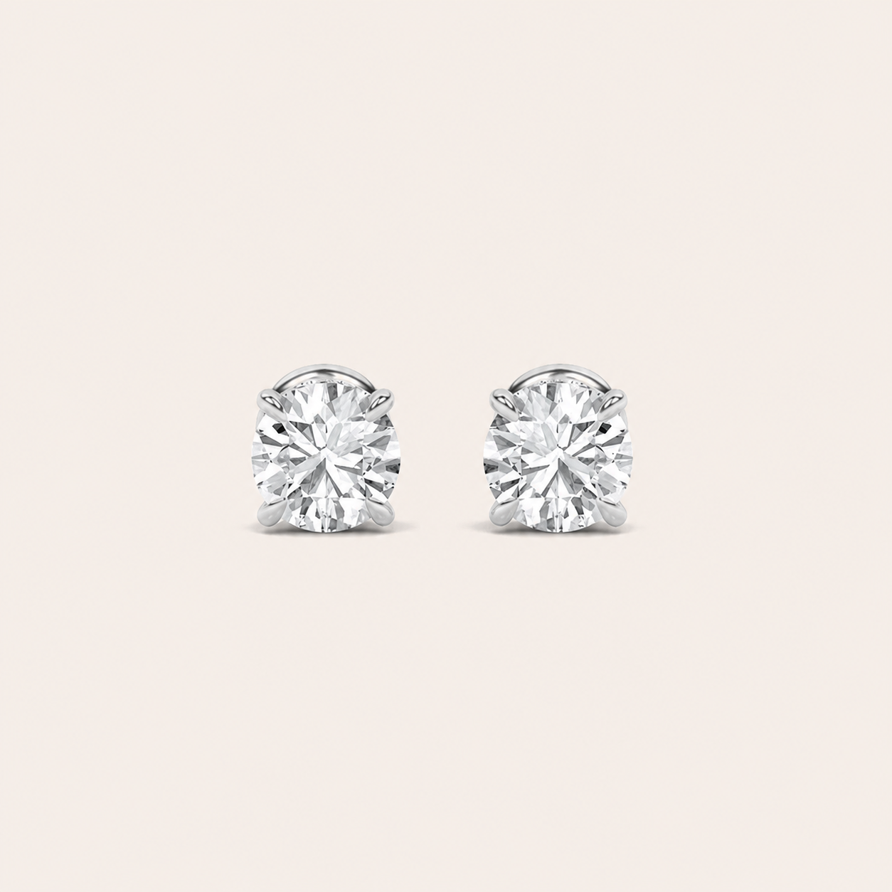 2CT Round Cut Lab Grown Diamond Hidden Halo Stud Earrings