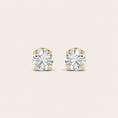 5CT Round Cut Lab Grown Diamond Hidden Halo Stud Earrings