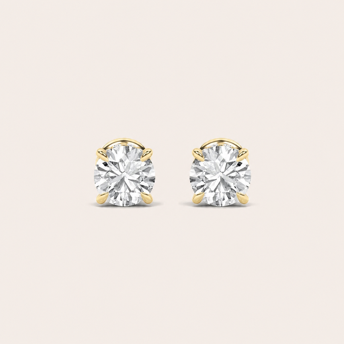2CT Round Cut Lab Grown Diamond Hidden Halo Stud Earrings