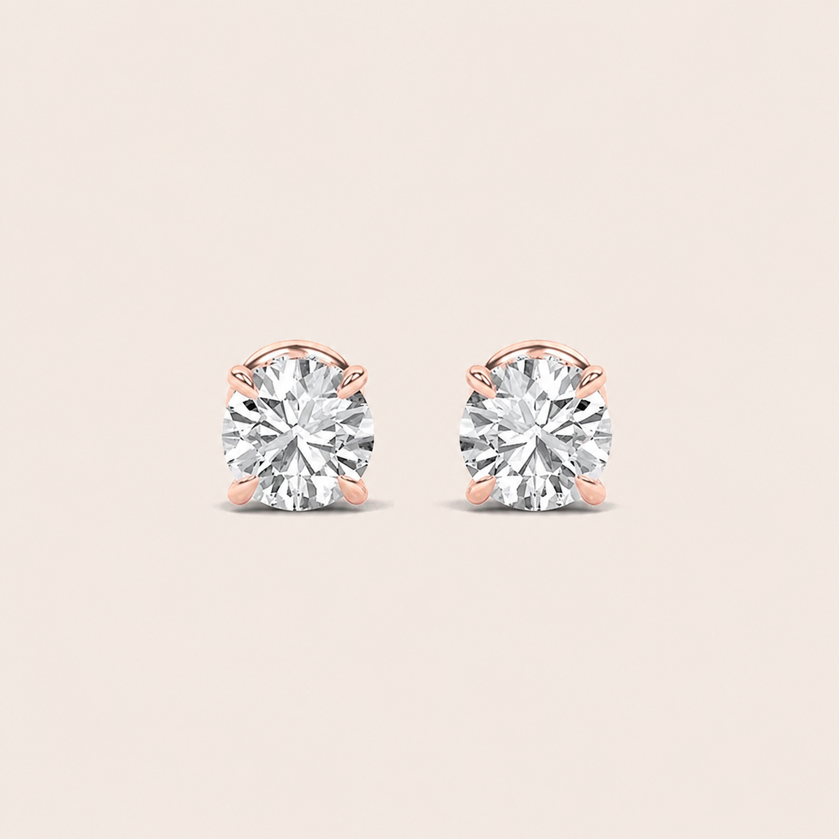 2CT Round Cut Lab Grown Diamond Hidden Halo Stud Earrings
