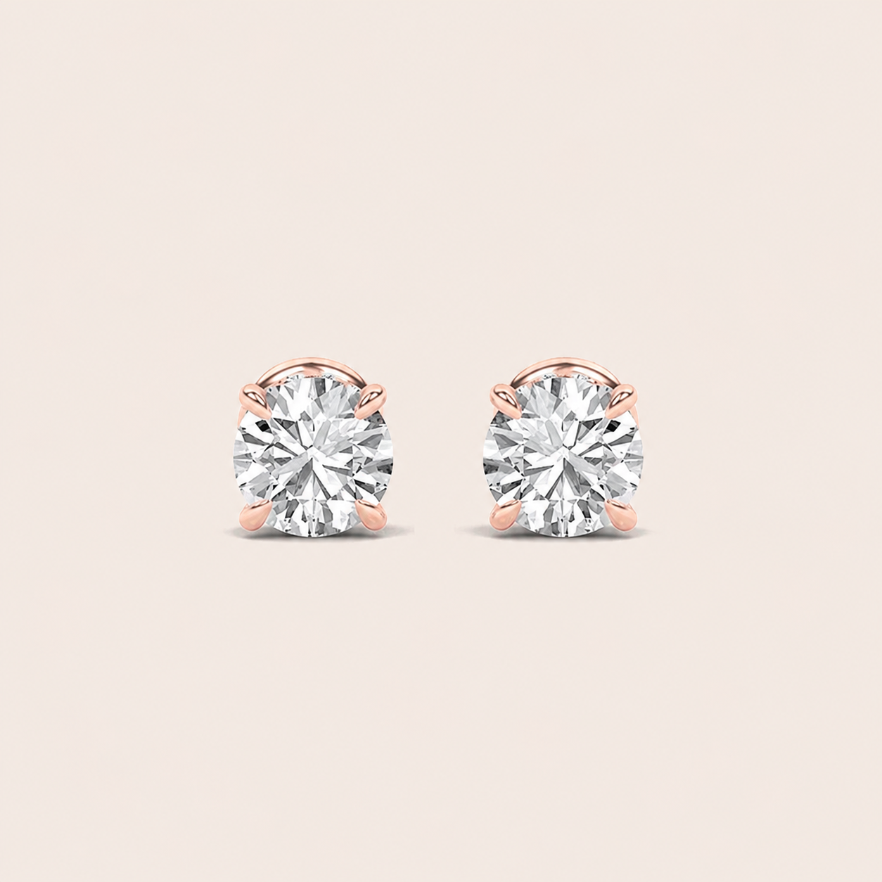 2CT Round Cut Lab Grown Diamond Hidden Halo Stud Earrings