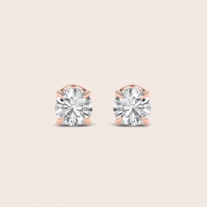 2CT Round Cut Lab Grown Diamond Hidden Halo Stud Earrings