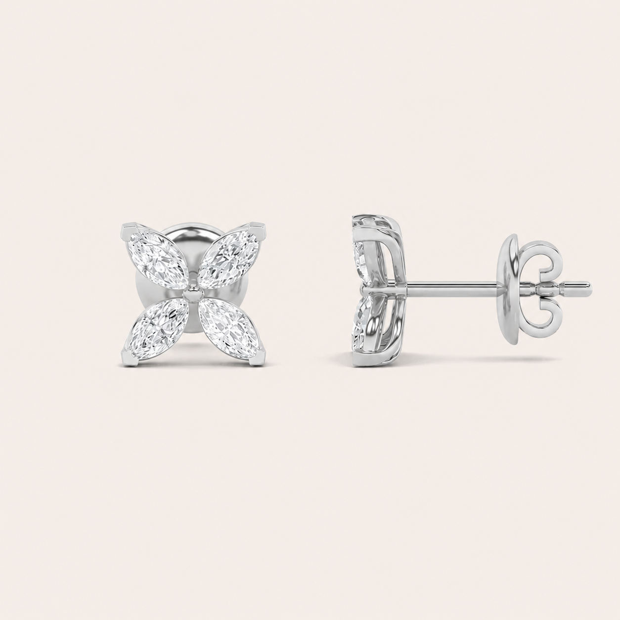 1.5CT Marquise Cut Lab Grown Diamond Flower Earrings