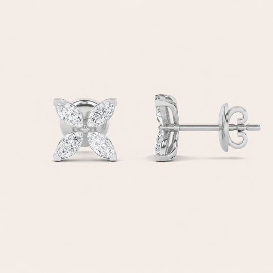 1.5CT Marquise Cut Lab Grown Diamond Flower Earrings