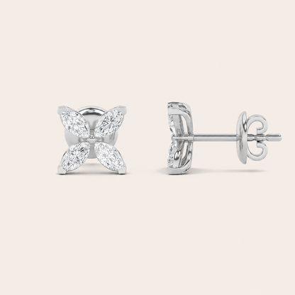 2CT Marquise Cut Lab Grown Diamond Flower Earrings