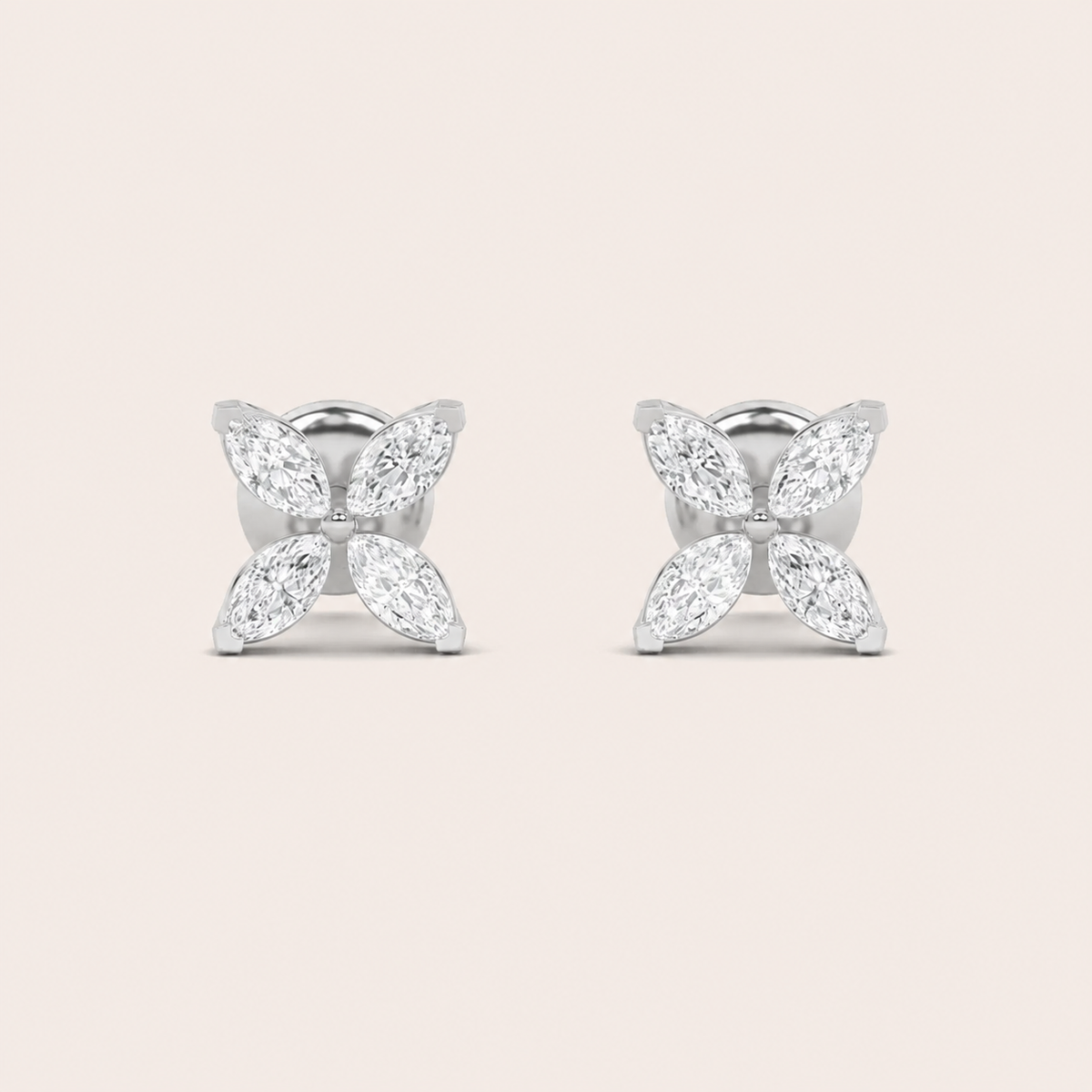 1.5CT Marquise Cut Lab Grown Diamond Flower Earrings