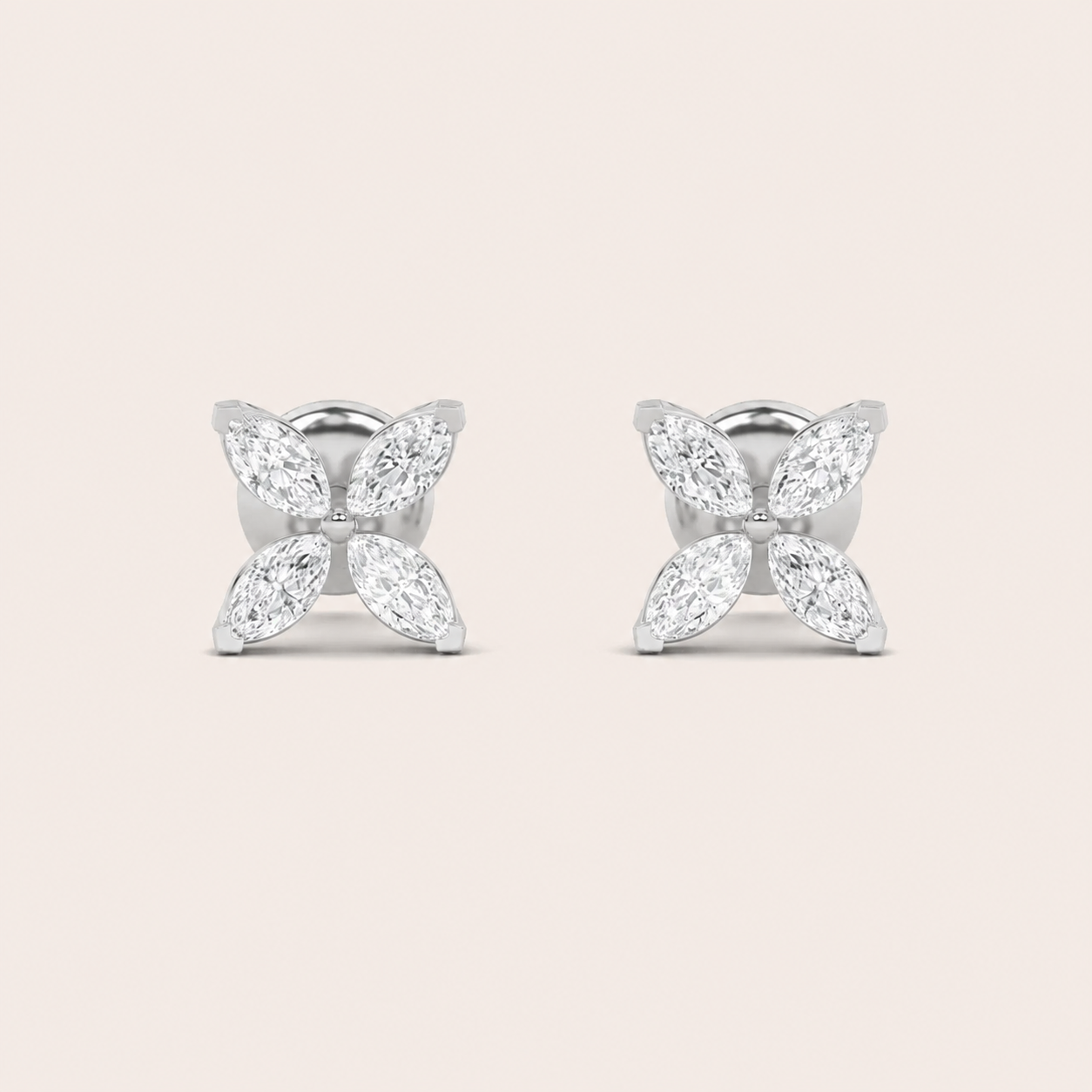 2CT Marquise Cut Lab Grown Diamond Flower Earrings