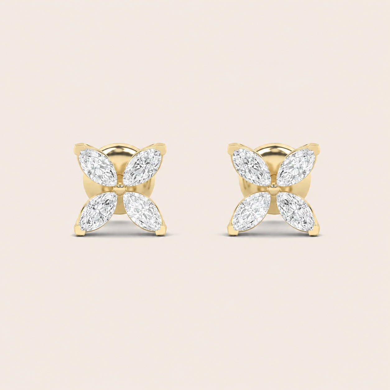 2CT Marquise Cut Lab Grown Diamond Flower Earrings