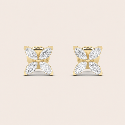 2CT Marquise Cut Lab Grown Diamond Flower Earrings