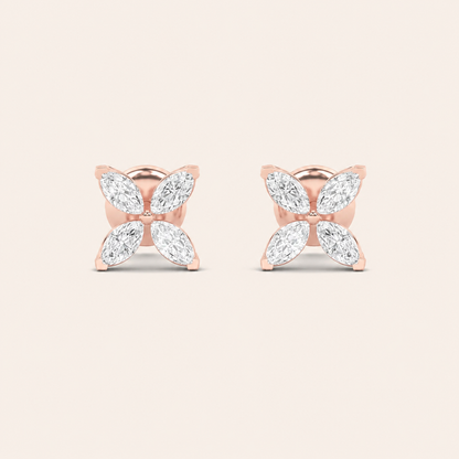 1.5CT Marquise Cut Lab Grown Diamond Flower Earrings