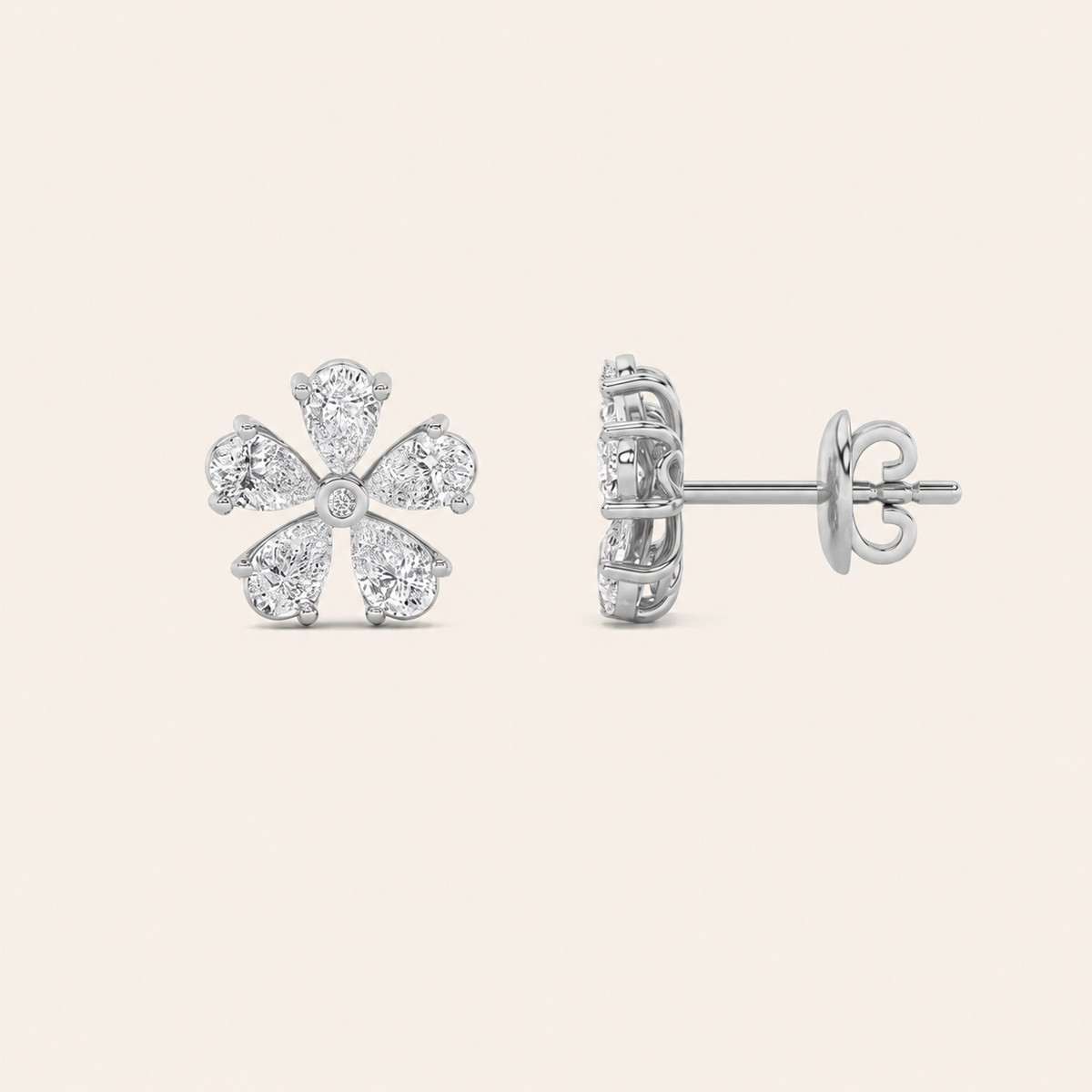 1.5CT Pear Cut Lab Grown Diamond Floral Earrings