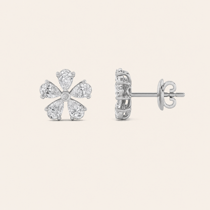 2.5CT Pear Cut Lab Grown Diamond Floral Earrings