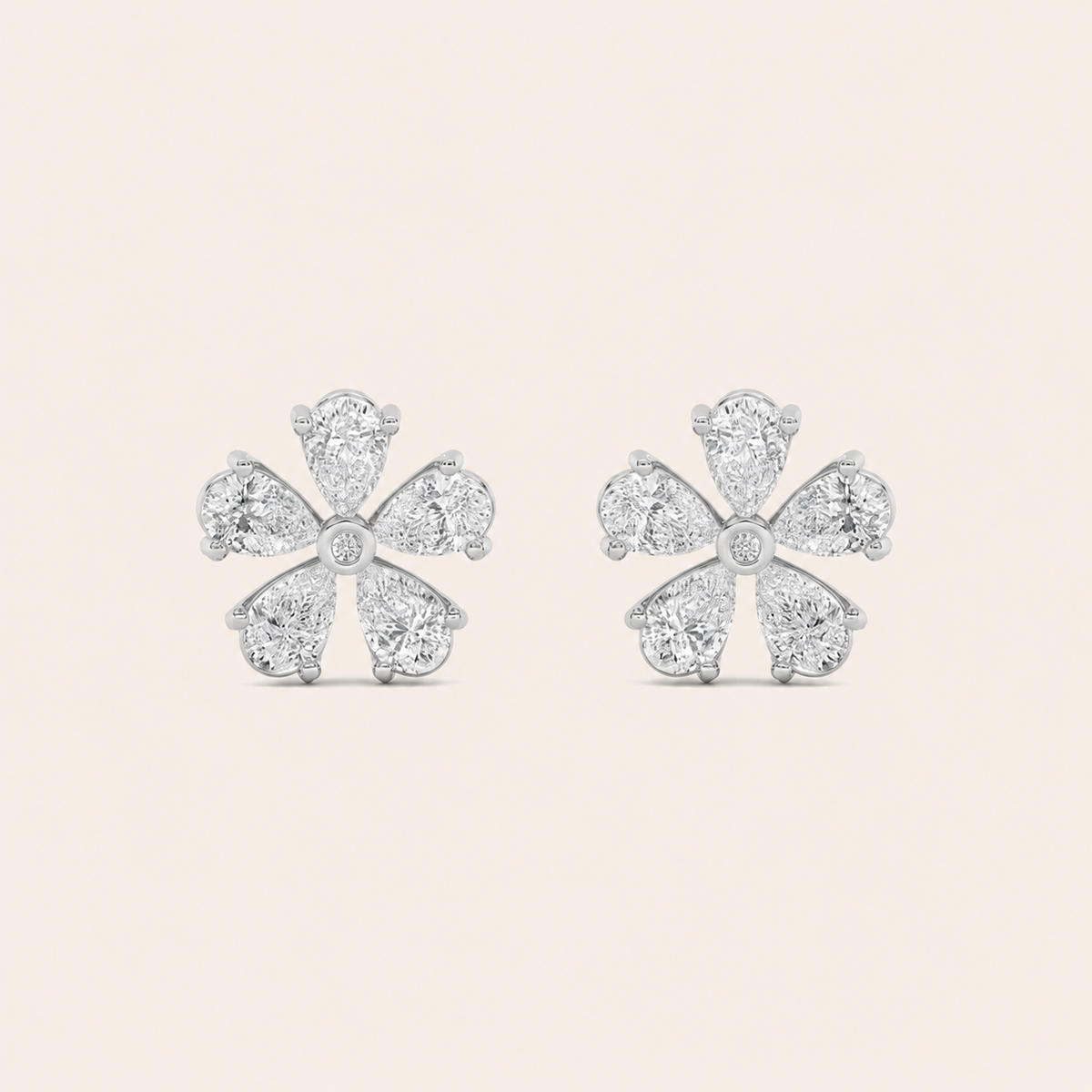 1.5CT Pear Cut Lab Grown Diamond Floral Earrings
