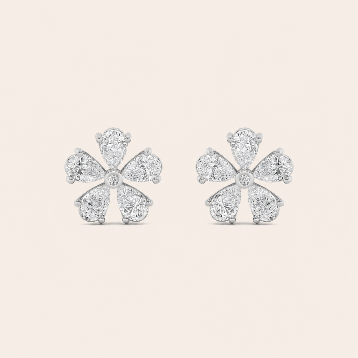 1.5CT Pear Cut Lab Grown Diamond Floral Earrings