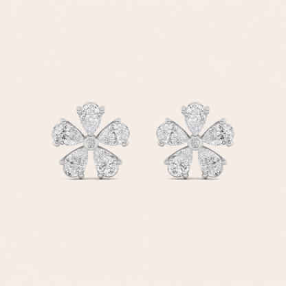 1.5CT Pear Cut Lab Grown Diamond Floral Earrings