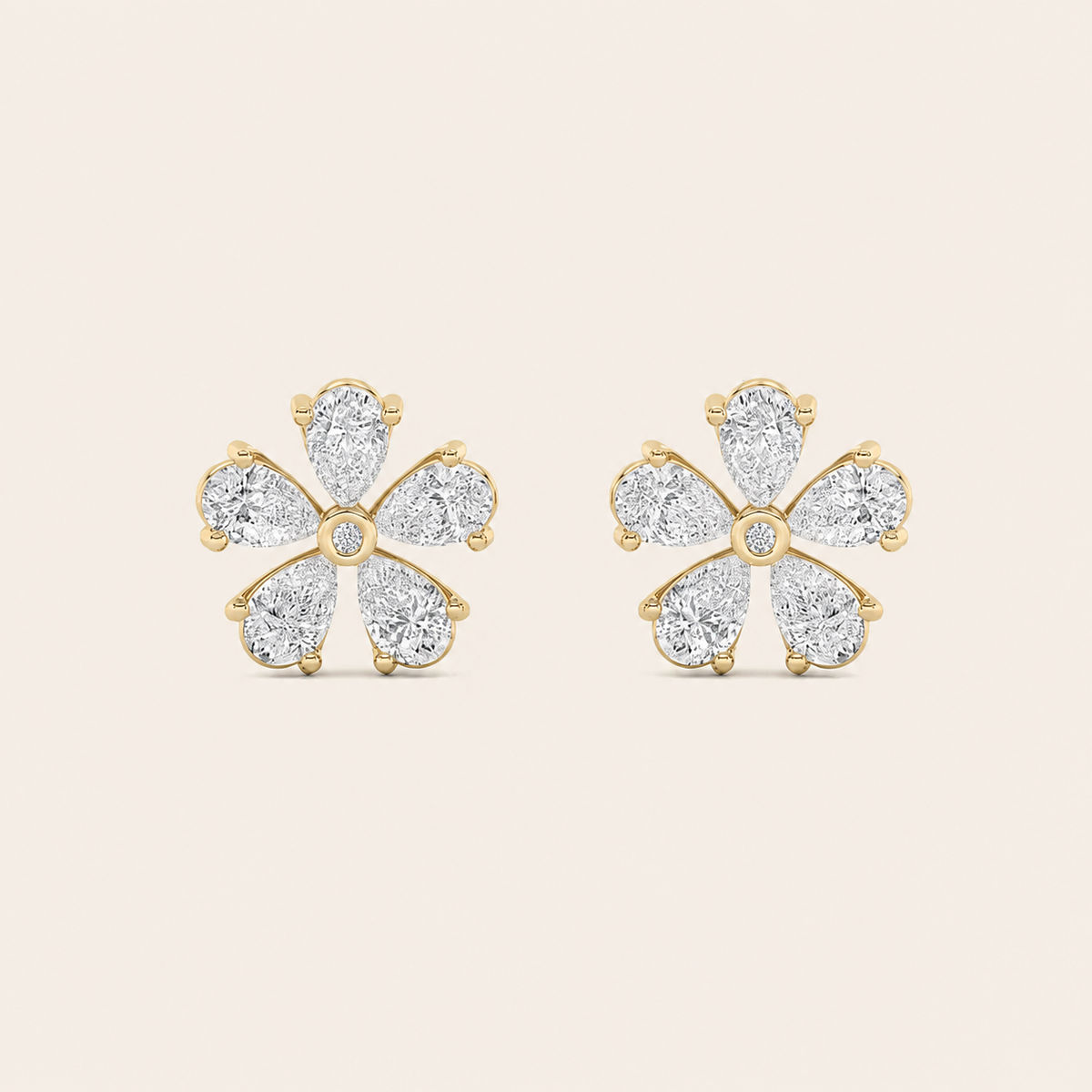 1.5CT Pear Cut Lab Grown Diamond Floral Earrings
