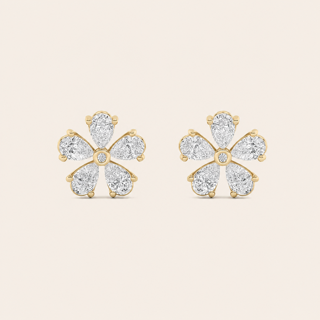 1.5CT Pear Cut Lab Grown Diamond Floral Earrings