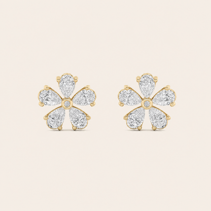 1.5CT Pear Cut Lab Grown Diamond Floral Earrings