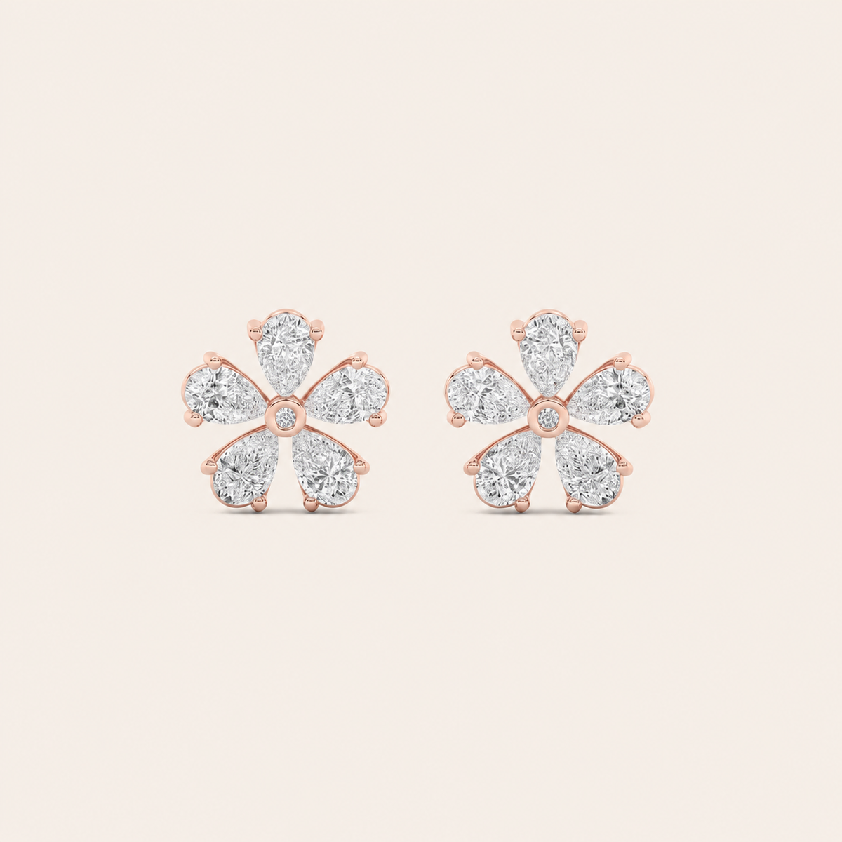 2.5CT Pear Cut Lab Grown Diamond Floral Earrings