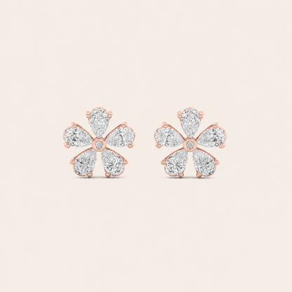 2.5CT Pear Cut Lab Grown Diamond Floral Earrings