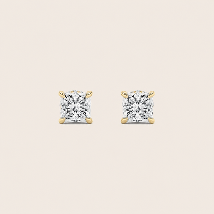 3CT Princess Cut Lab Grown Diamond Hidden Halo Stud Earrings